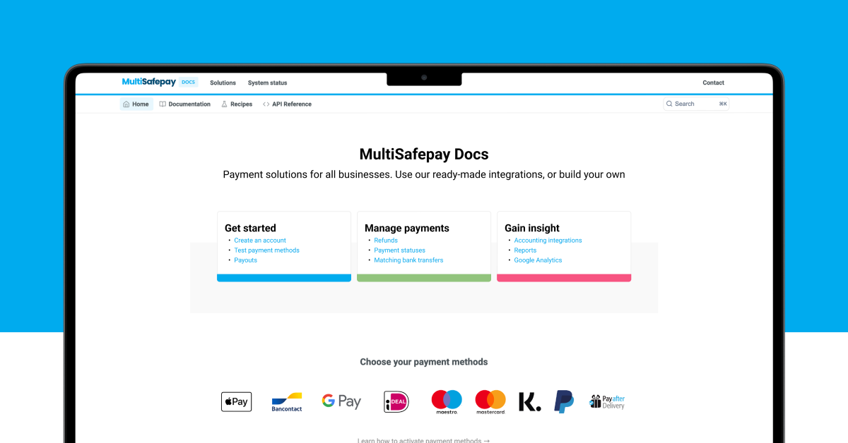 MultiSafepay DOCS has a new look MultiSafepay